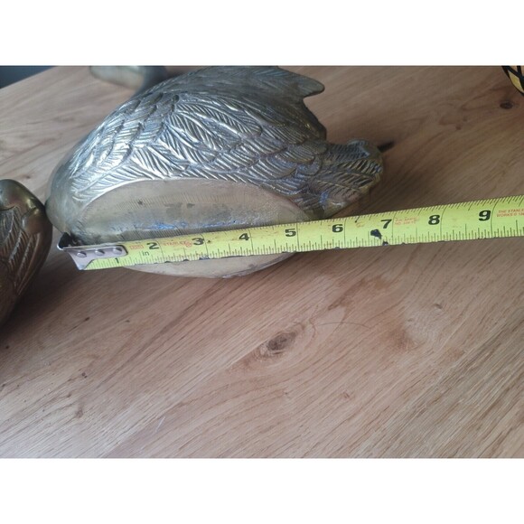 Vintage Swan Long Neck Bird Brass Sculpture Statue Figurine Gold Swan Set Of Two - Picture 11 of 14